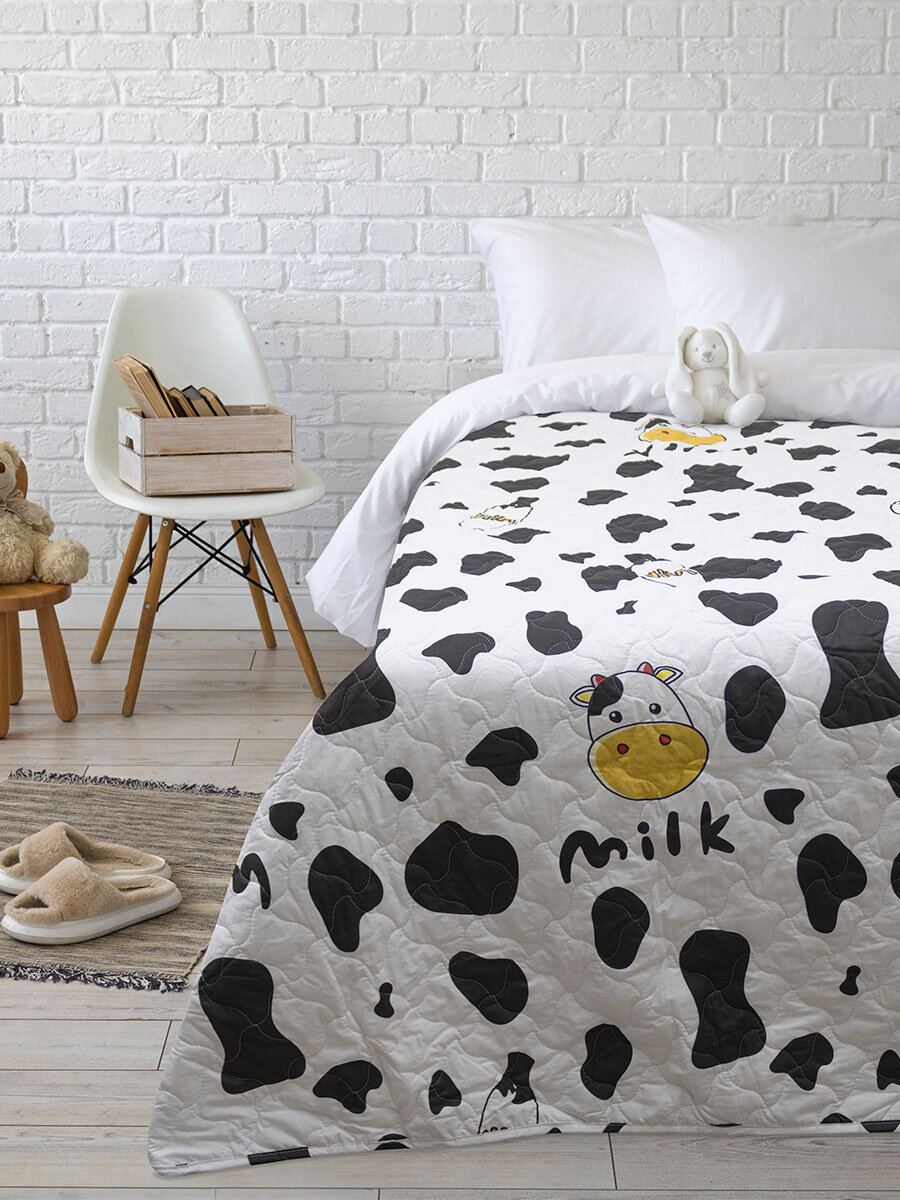 Покрывало BRAVO KIDS DREAMS стеганное хлопок 160 200 Молоко  для детей   1 5 спальное   подарок