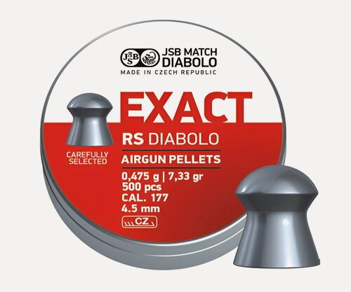 Изображение товара Пули JSB Exact RS Diabolo для пневматики, 4,5 мм, 0,475 гр, 500 штук