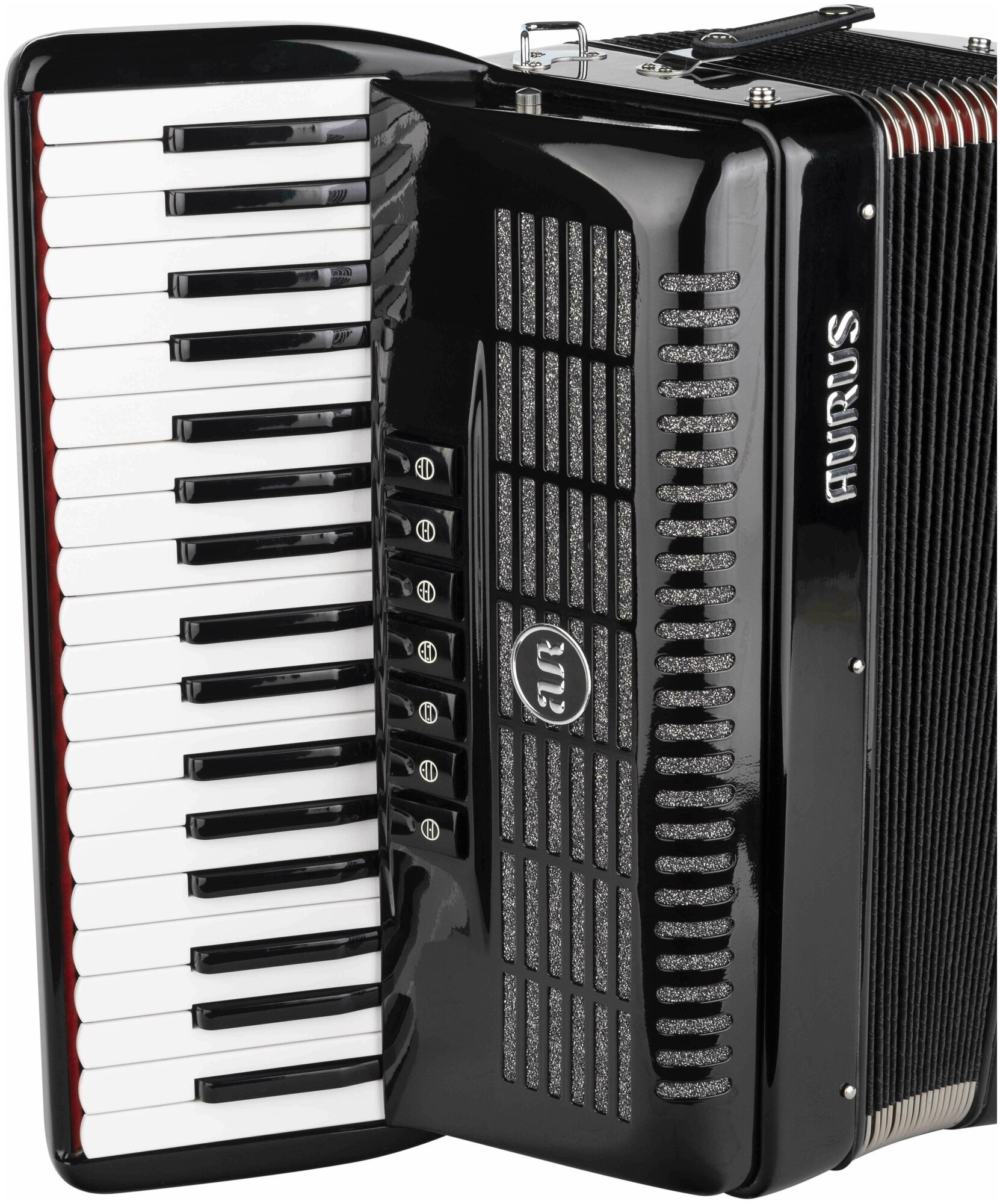 JH2017D-BLACK Аккордеон 37/96/7+2, черный, с футляром, Aurus — фото 1