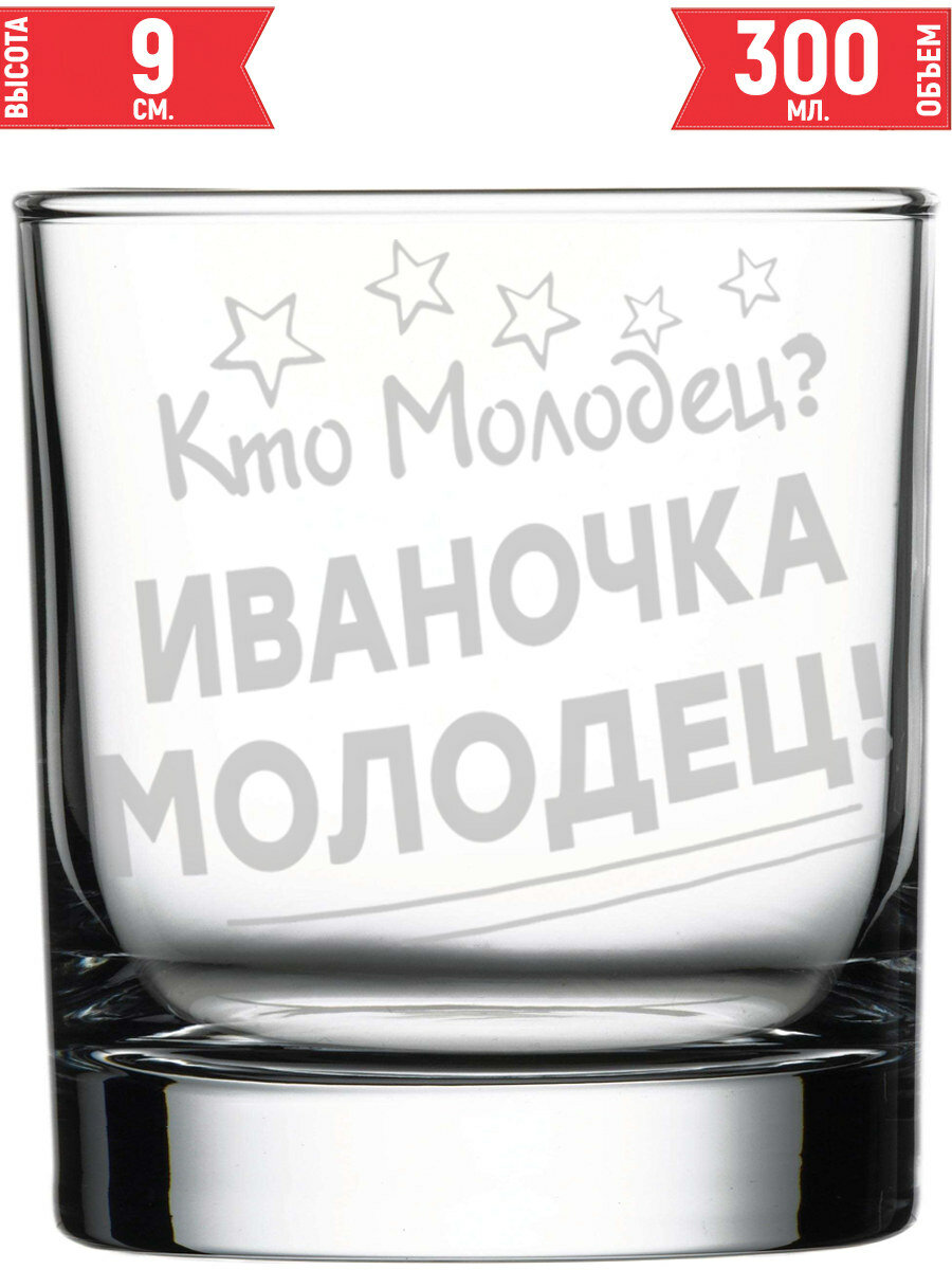 Стакан под виски Кто молодец? Иваночка Молодец! - 300 мл.