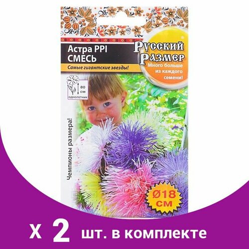 Семена цветов Астра серия Русский размер I смесь, О, 0,3 г (2 шт) семена астра русский размер i смесь 0 3г