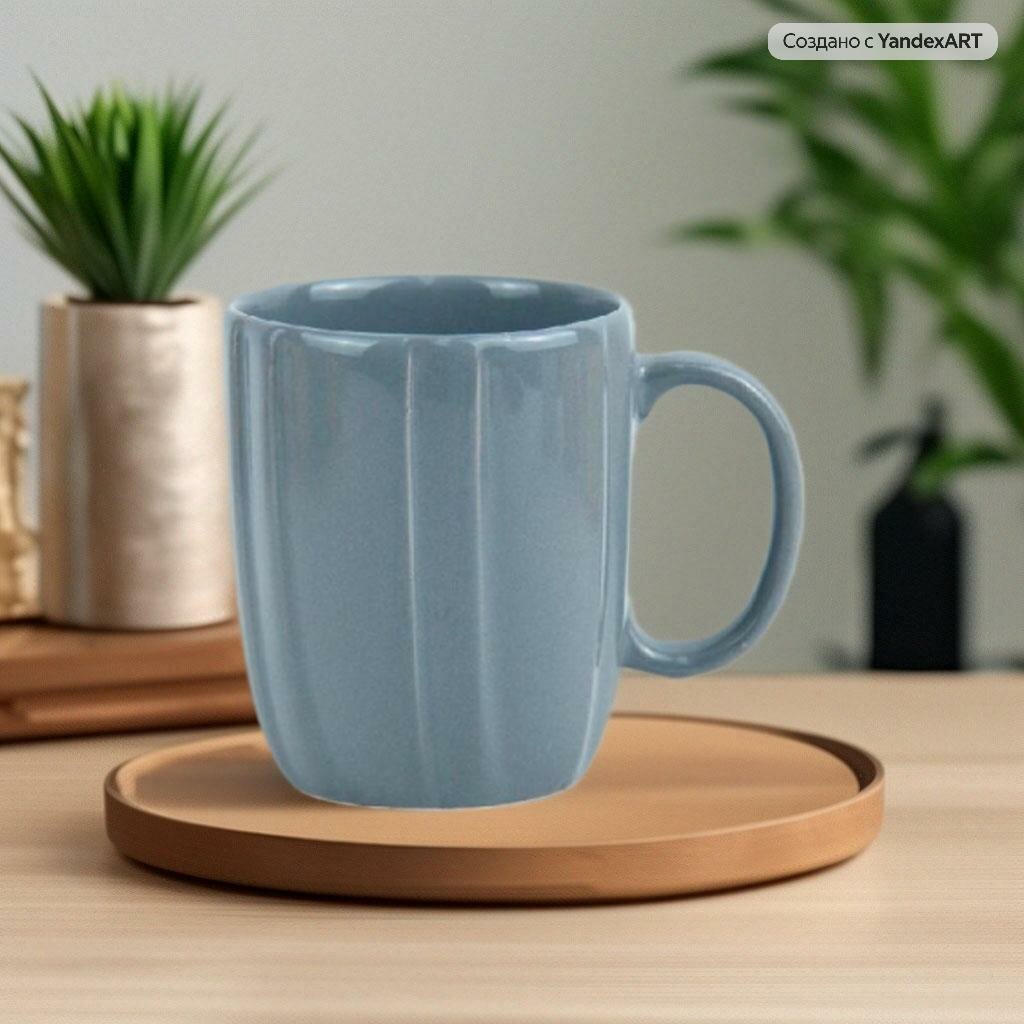 фото Кружка керамическая "рельеф" 340 мл серая