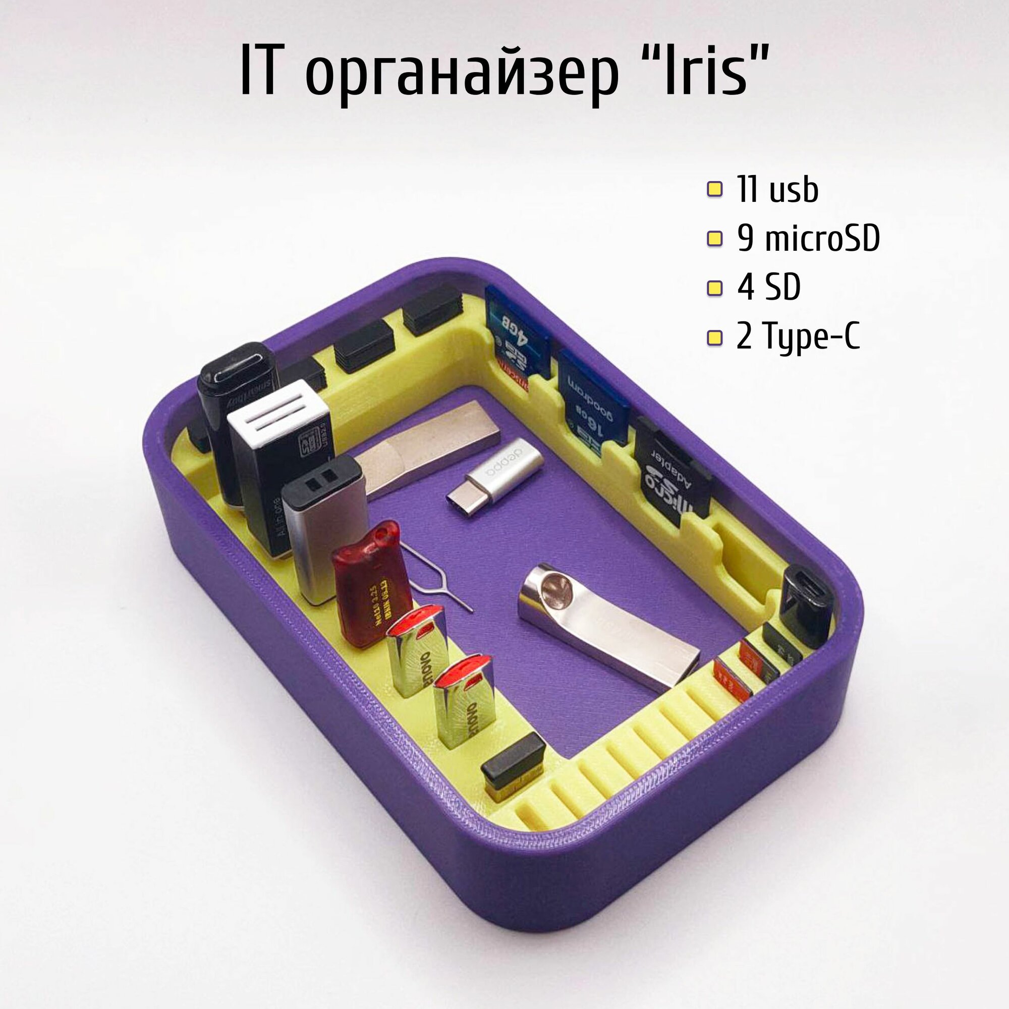 IT органайзер "Iris" для USB, SD и MicroSD-карт