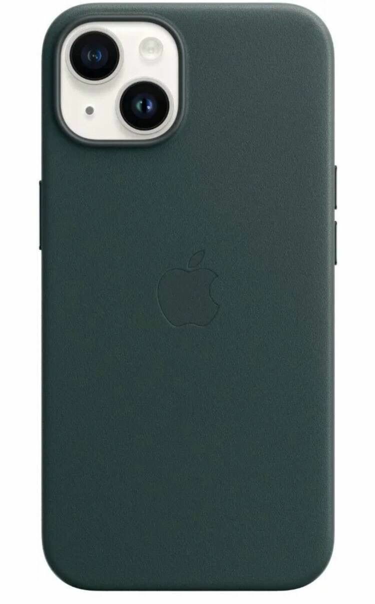 Чехол кожаный MagSafe для iPhone 14 / Анимация NFC / Leather Case with MagSafe /Sequoia Green