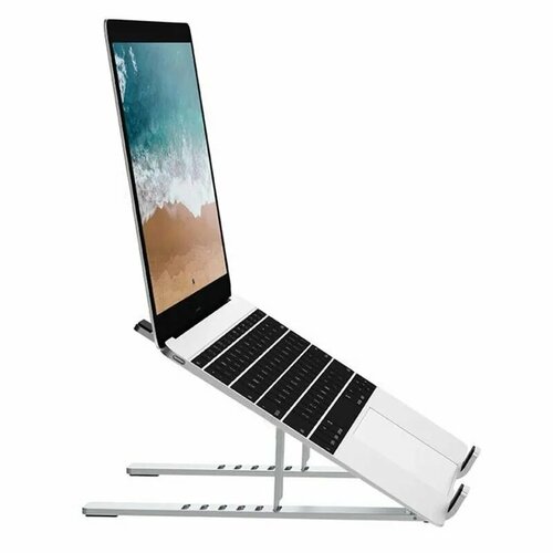 adjustable height laptop stand mobile laptop cart portable sit to stand desk rolling lecterns workstation storage office Подставка для ноутбука WiWU Laptop Stand S400 (Silver)