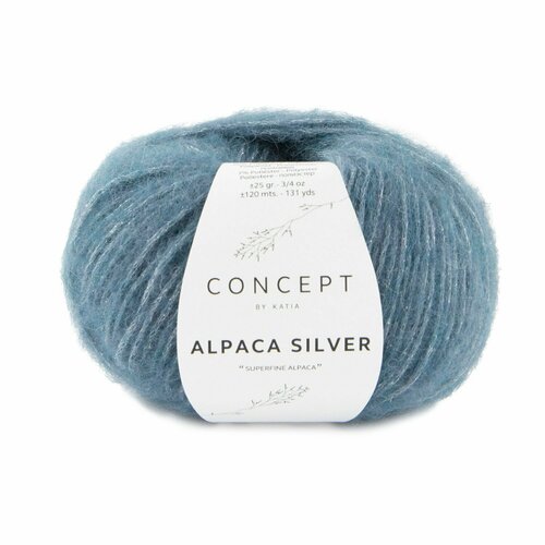 Пряжа для вязания Katia Alpaca Silver (277 Blue-Silver) пряжа для вязания katia alpaca silver 271 ruby silver
