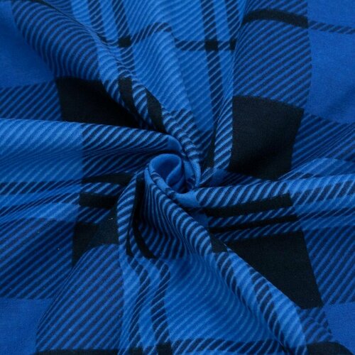 Ткань для шитья хлопок, 1 Метр ткани, Фланель на отрез 175 гр/м2, Отрез-150х150 см, Клетка цвет синий