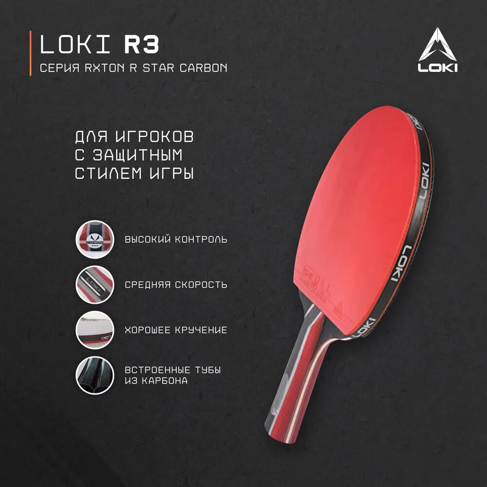 Ракетка для настольного тенниса с чехлом защитная LOKI R3 Rxton Star