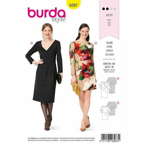 Выкройка Burda 6287 Платье с длинным рукавом