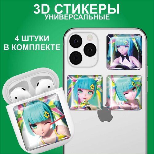 Наклейки на телефон Вокалоид Хатсуне Мику 3D Стикеры на чехол
