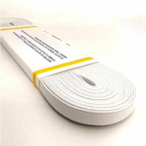Резинка тканая для одежды обуви ширина 10 мм цвет белый 10 м 440₽