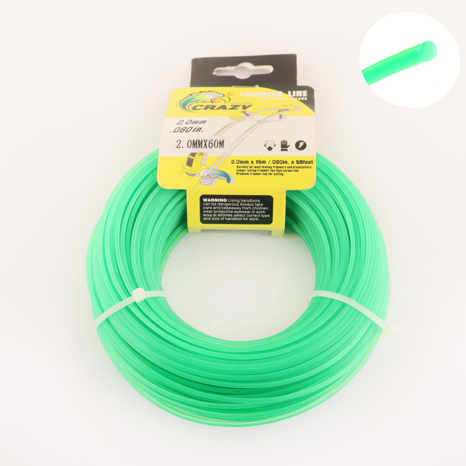 фото Леска мотокосы D-2,0mm, 60 метров (круглая, зеленая) "ZHGT"