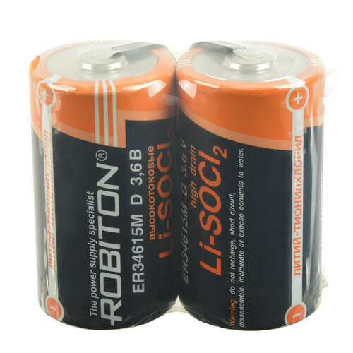 robiton батарейка robiton er26500m ft c с лепестковыми выводами sr2 2шт Элемент питания ROBITON ER34615M-FT D высокотоковые с лепестковыми выводами SR2