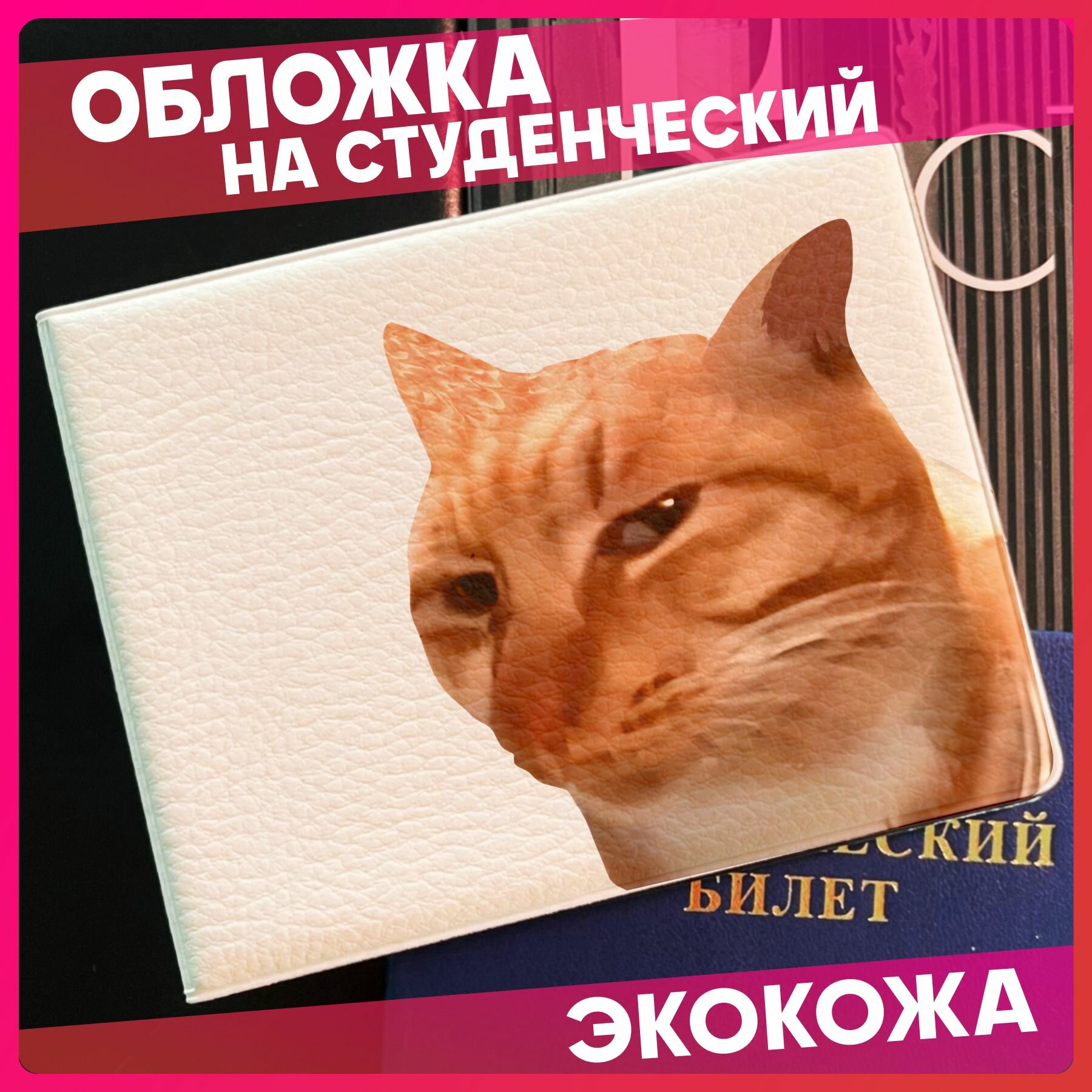 Обложка на студенческий билет с принтом Мемы рыжий кот