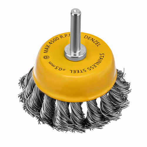 Щетка для дрели 65 мм Чашка со шпилькой нержавеющая крученая проволока Denzel 744643 778₽