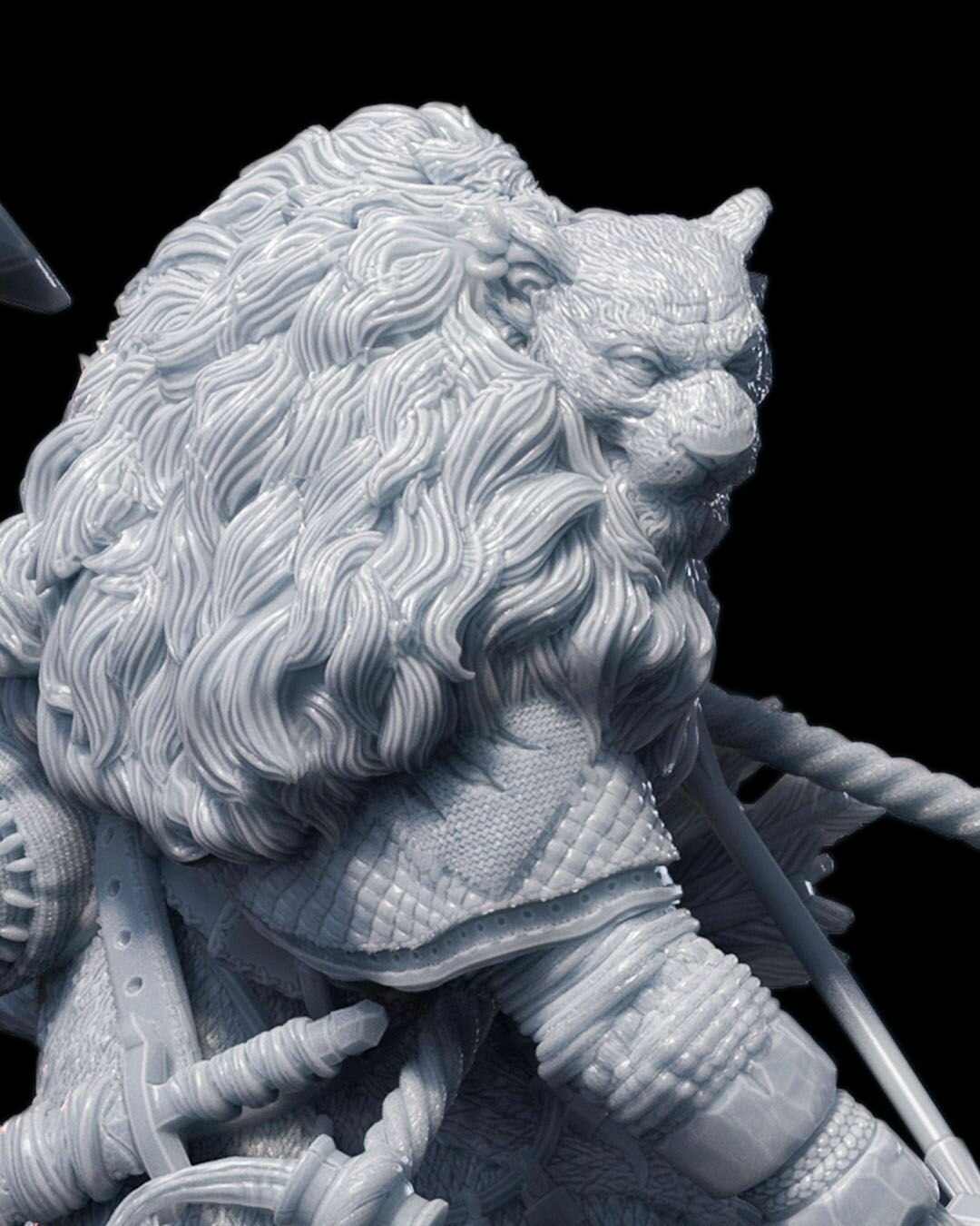 Фигурка Закатт Халлам - леонинец(зверолюд) лучник в масштабе 32 мм