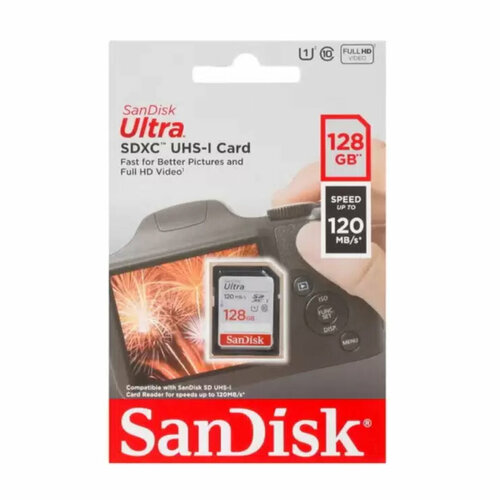 Карта памяти SanDisk Memory Card Ultra SDXC for DSLR, 128 Гб карта памяти sony ps vita memory card 4gb