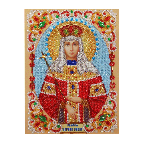 Набор для вышивания бисером с камнями и жемчугом К-22 Икона Св Елена 13х18 890₽