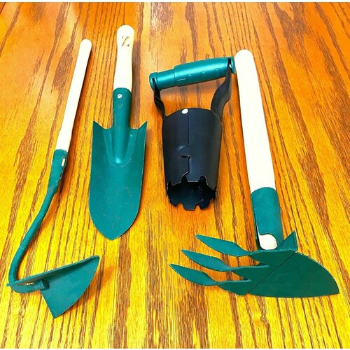 Набор садовых инструментов 4 предмета совок грабли рыхлитель конус посадочный 1595₽
