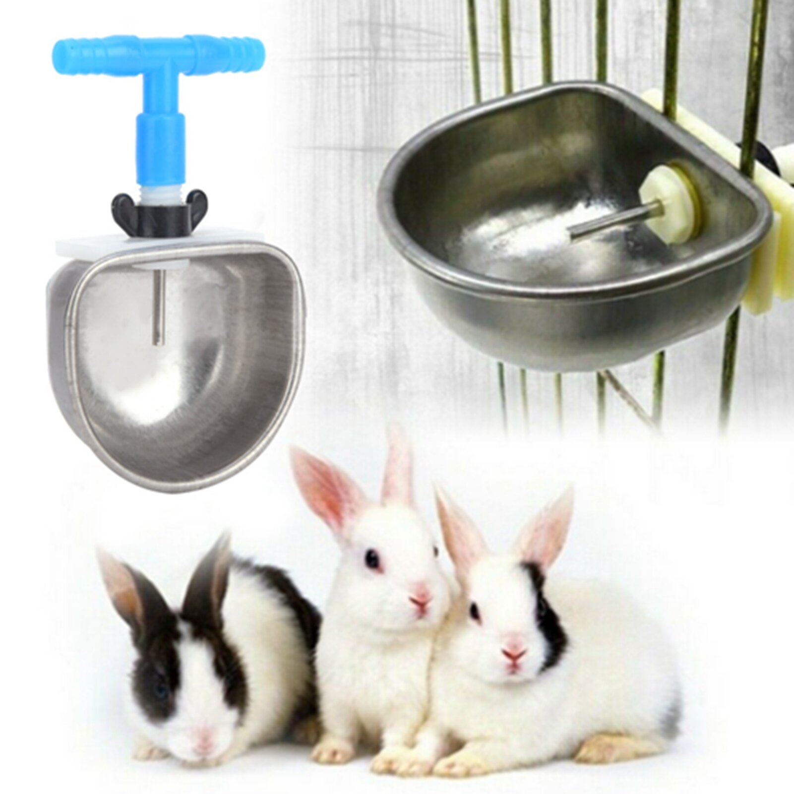 10 Комплектов поилки для кроликов из нержавеющей стали, миска для питьевой воды, Аксессуары для кормления лисицы-куницы (цельный тройник)
