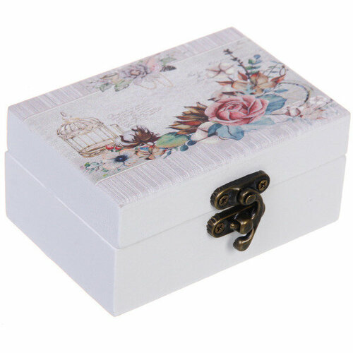 Шкатулка деревянная с зеркалом марципан нежные лепестки роз 95655см в коробке 629₽