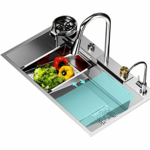 Мойка кухонная многофункциональная Dikalan KN-10113 нерж. сталь матовый сатин 68*45*22см (комплект)