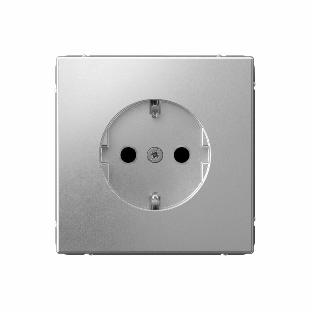 фото Розетка с заземлением со шторками Schneider Electric/Systeme Electric ArtGallery 16А одинарная скрытой установки шнайдер Алюминий GAL000345