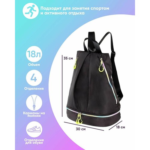 Рюкзак с отделениями для одежды и обуви черный