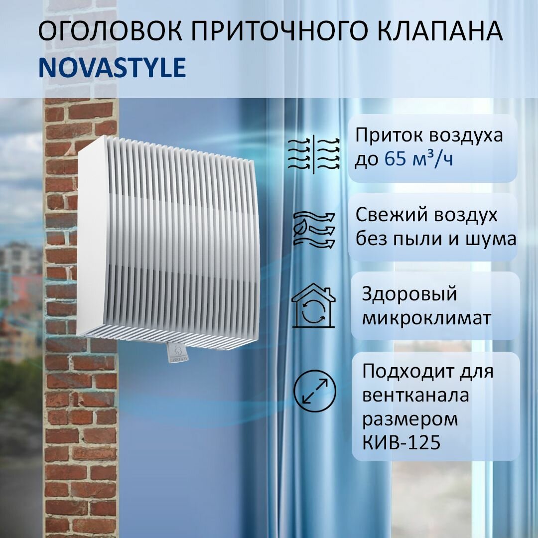 Оголовок приточного клапана КИВ-125 NovaSTYLE, квадратный