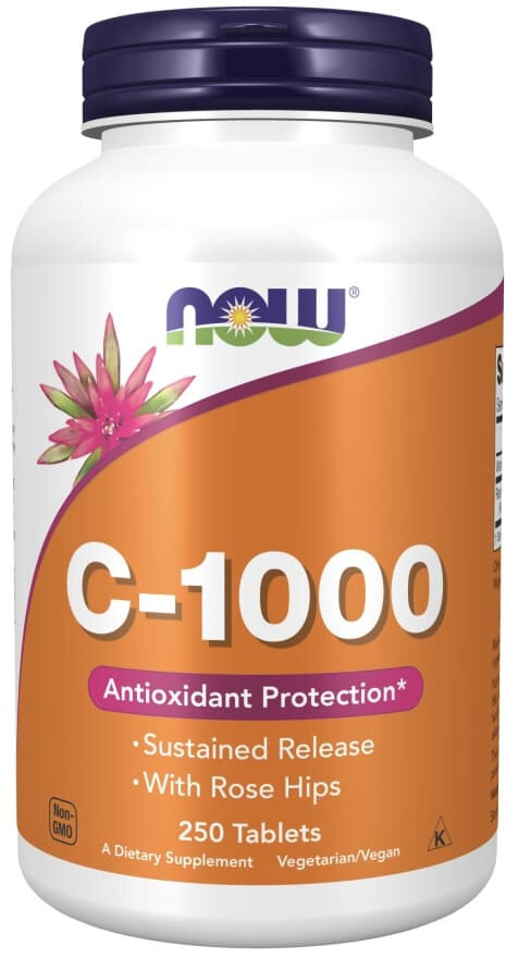 NOW Foods Vitamin C-1000 with Sustained Release and Rose Hips, Витамин С-1000 250 таблеток