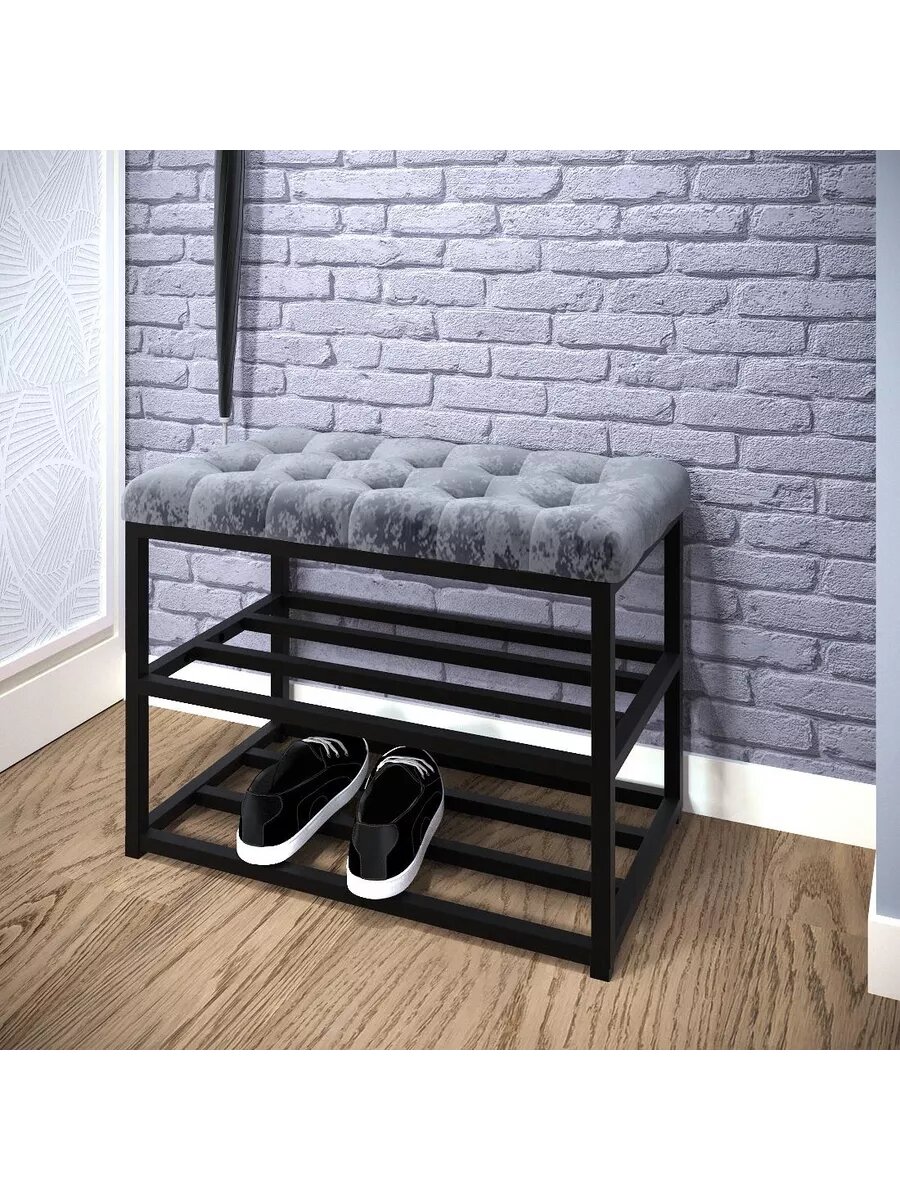 Обувница металлическая с мягким сиденьем loft