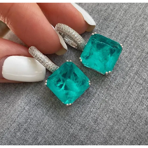 Серьги ZULTANIT, турмалин синтетический, серебристый