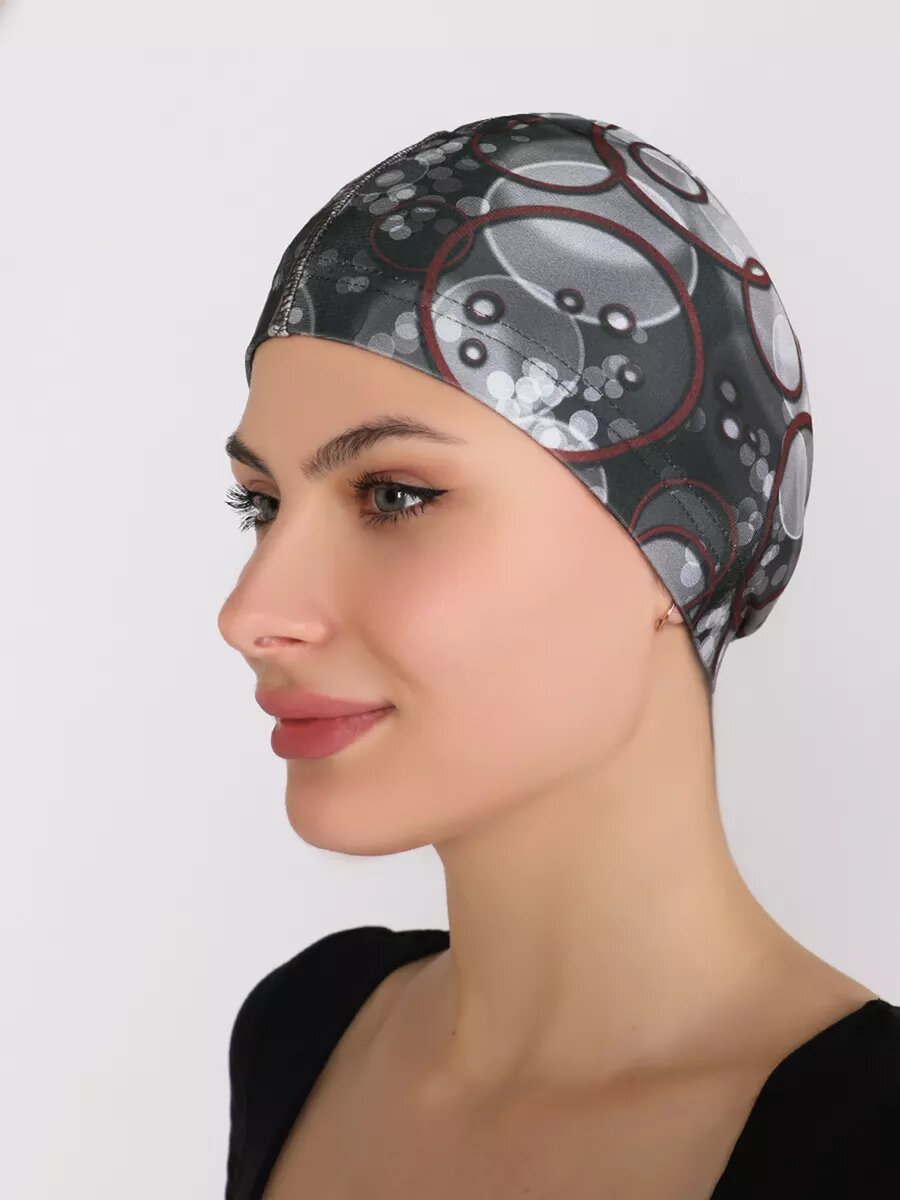 Шапочка для бассейна водных видов спорта и плавания из микрофибры без логотипа (темно-серый/коричневый) 57-60