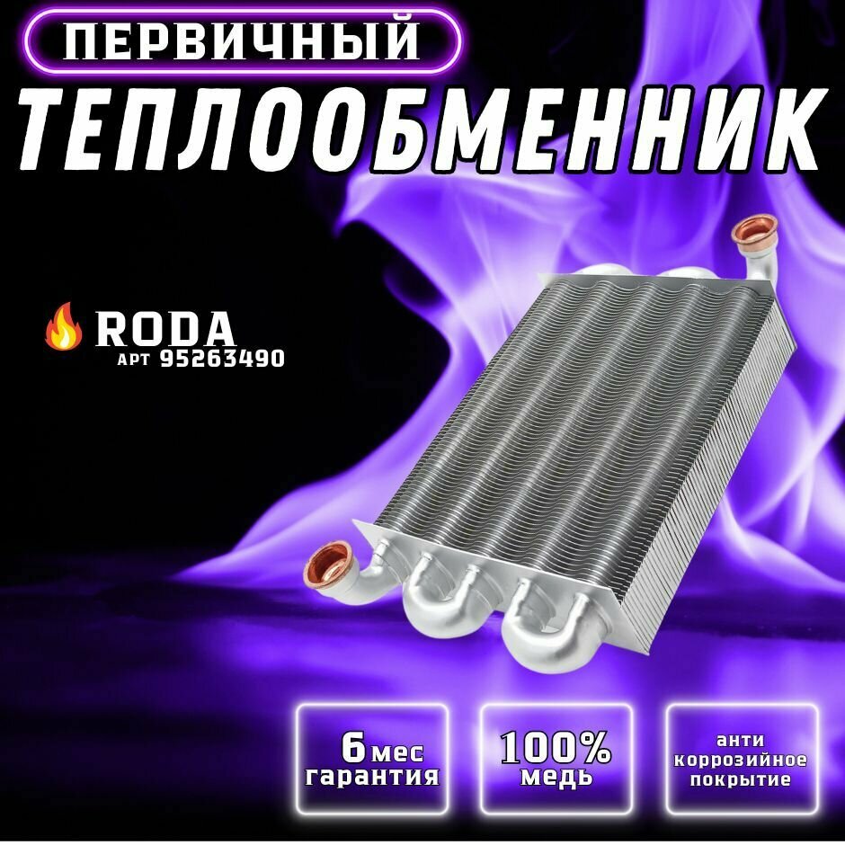 Теплообменник первичный для котла RODA Vortech арт 95263490