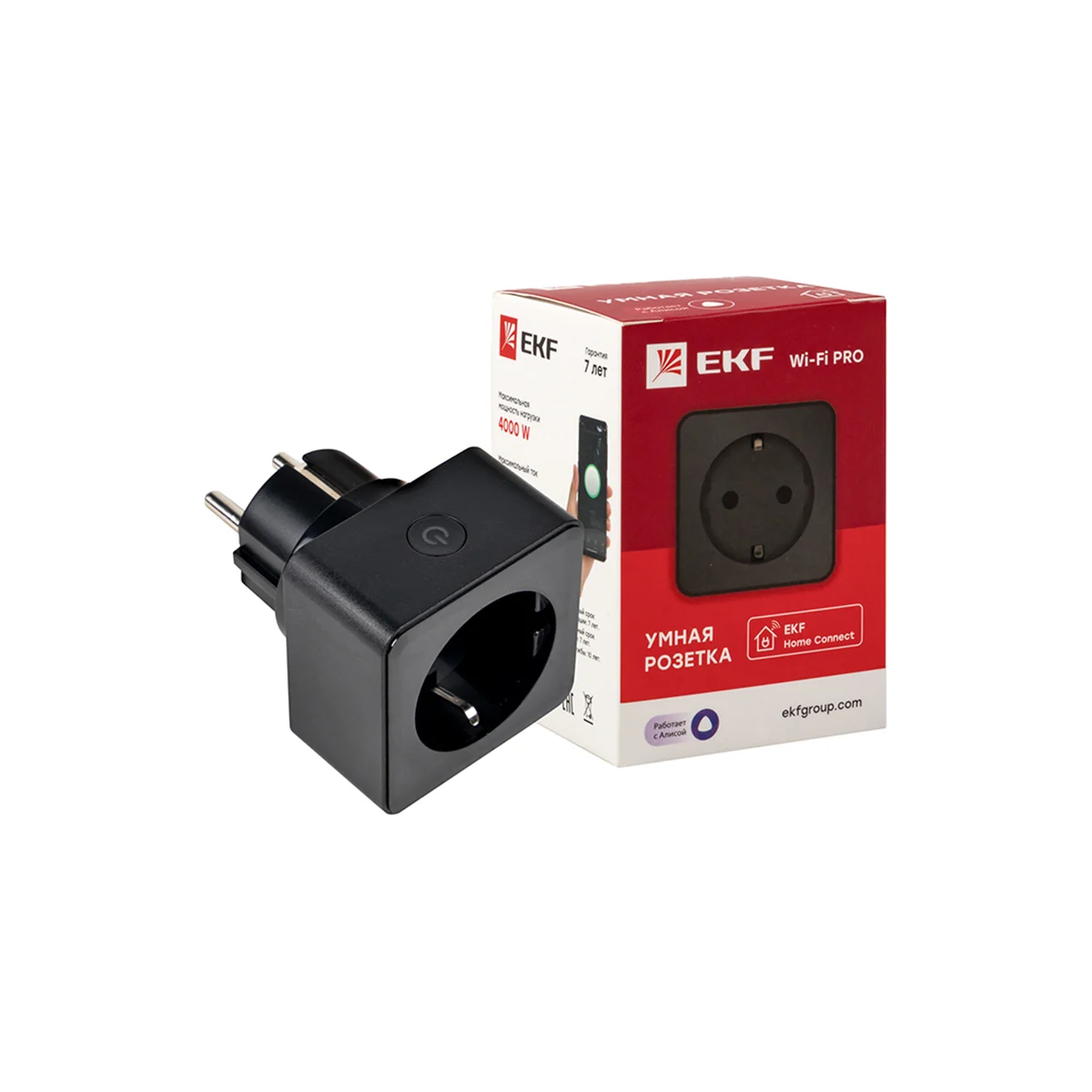 Умная розетка EKF PRO Wi-Fi HomeConnect RCS-2, черная