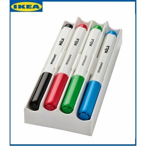 фото Маркер с губкой ikea mаla мола для доски разноцветный, 4 шт. икеа