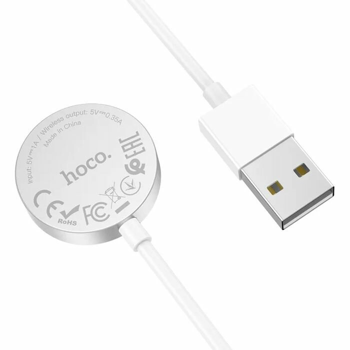 Беспроводное зарядное устройство для Apple Watch hoco CW39 / коннектор USB / белое — фото 1
