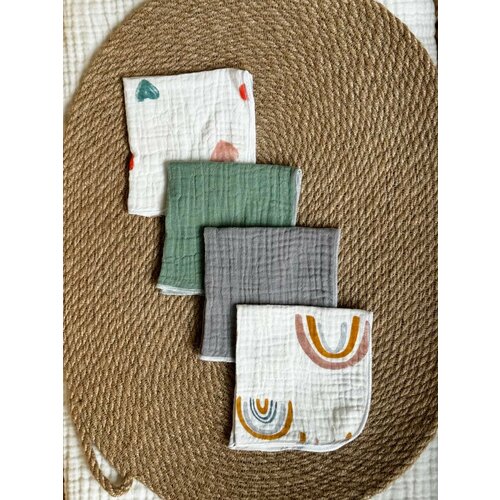 Муслиновые платочки носовые платки детские хлопковые жатые 680₽