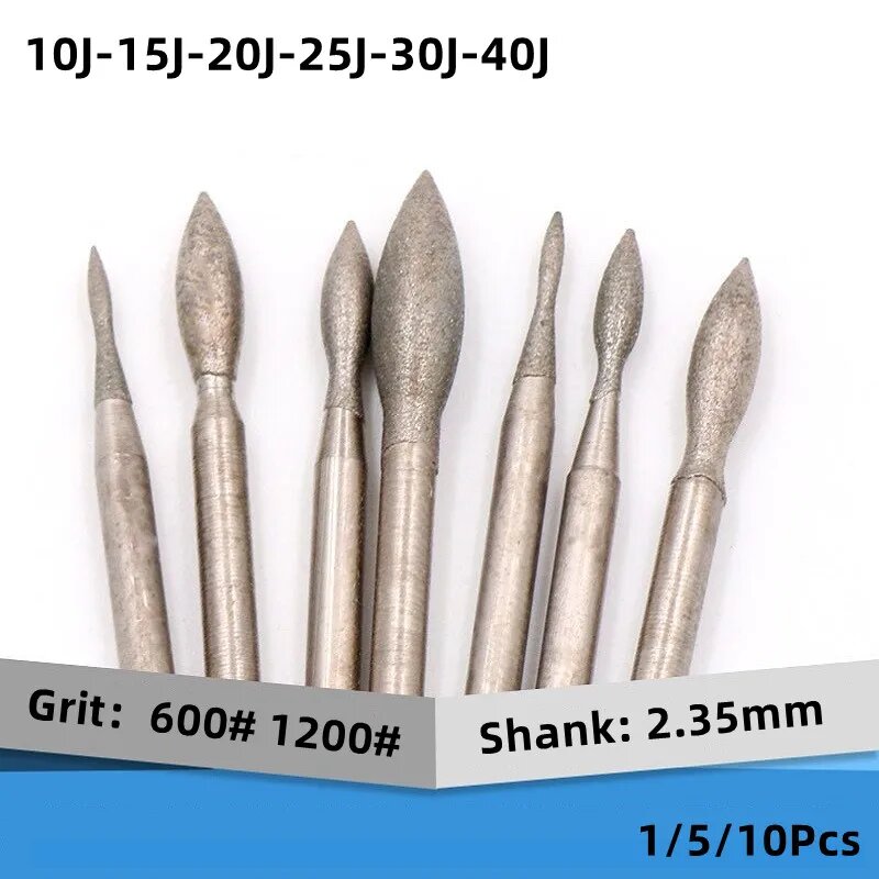 1/5/10 шт алмазные фрезы для гравировки хвостовик 235 мм 1Pcs 40J- 600 grit