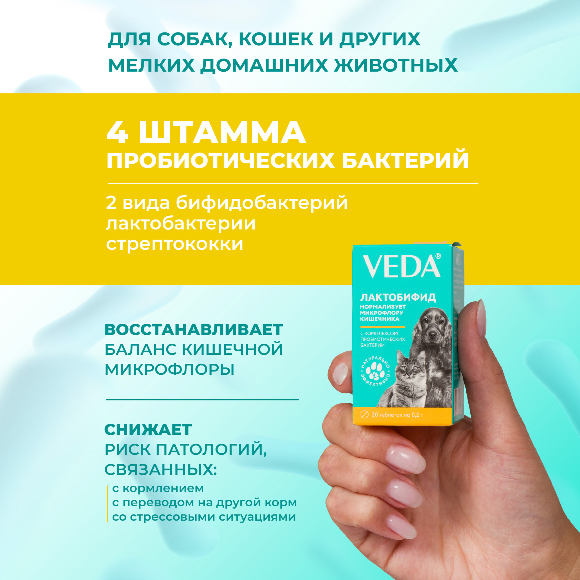 Лактобифид, пробиотический функциональный корм, 2 шт, VEDA — фото 1