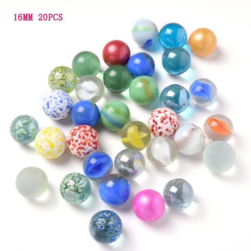 Мраморные стеклянные шарики 16 мм кремовые, 20pcs Color Randomly