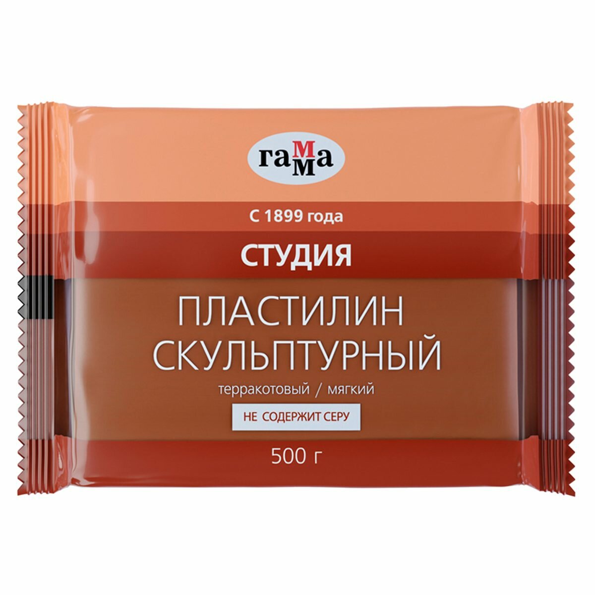 Пластилин скульптурный Гамма "Студия", терракотовый, мягкий, 500г (2.80. Е050.004.3), 10шт.