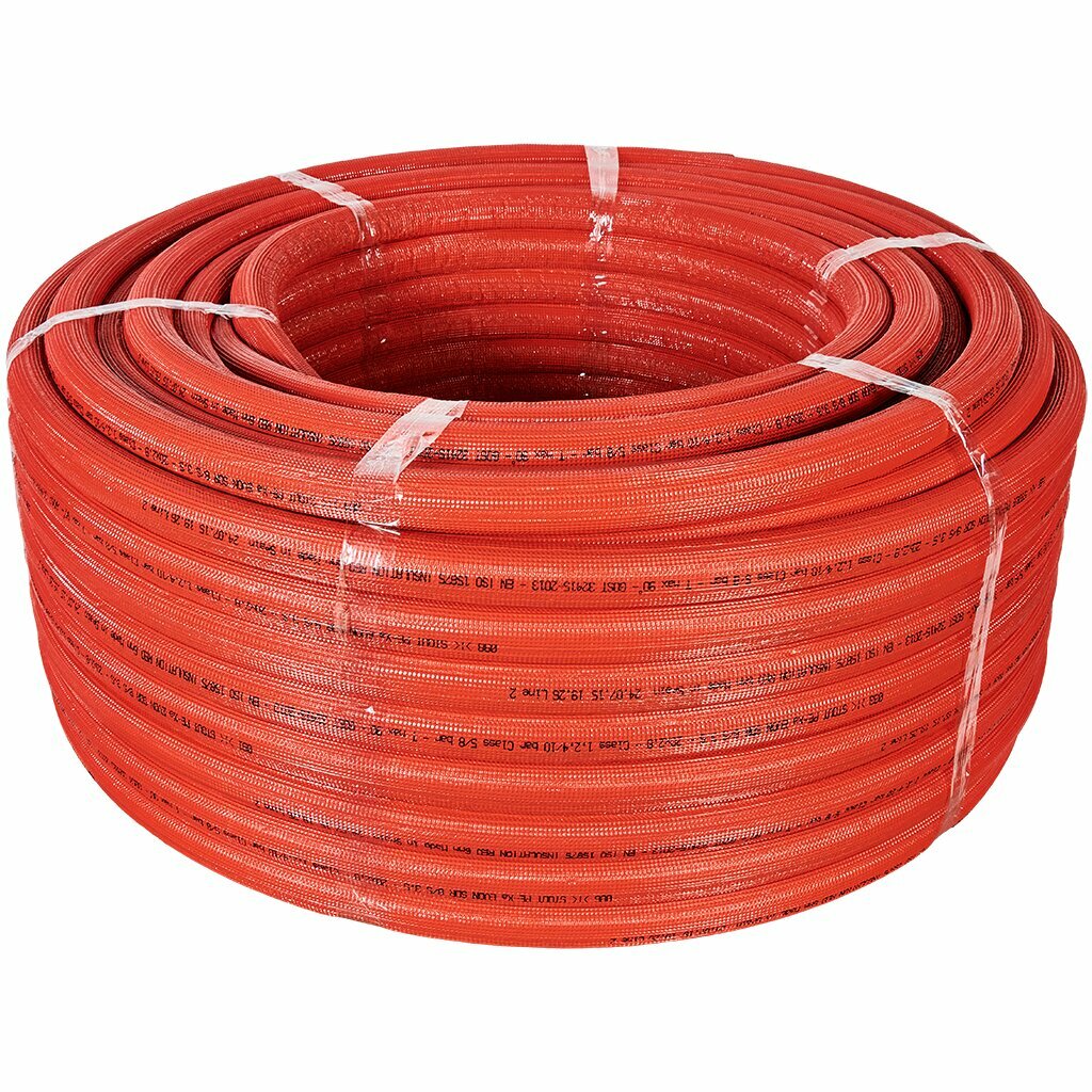 Stout Pex-A 20 (2.8) EVOH серая труба из сшитого полиэтилена в красной изоляции (в бухте 100м)