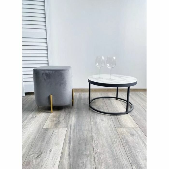 Пуф для гостиной ARES BLUVEL-14 GREY / GOLD — фото 1