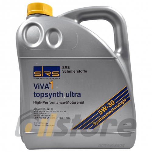 Синтетическое моторное масло SRS VIVA 1 Topsynth alpha LA 5W30, 4 л, 1 шт.