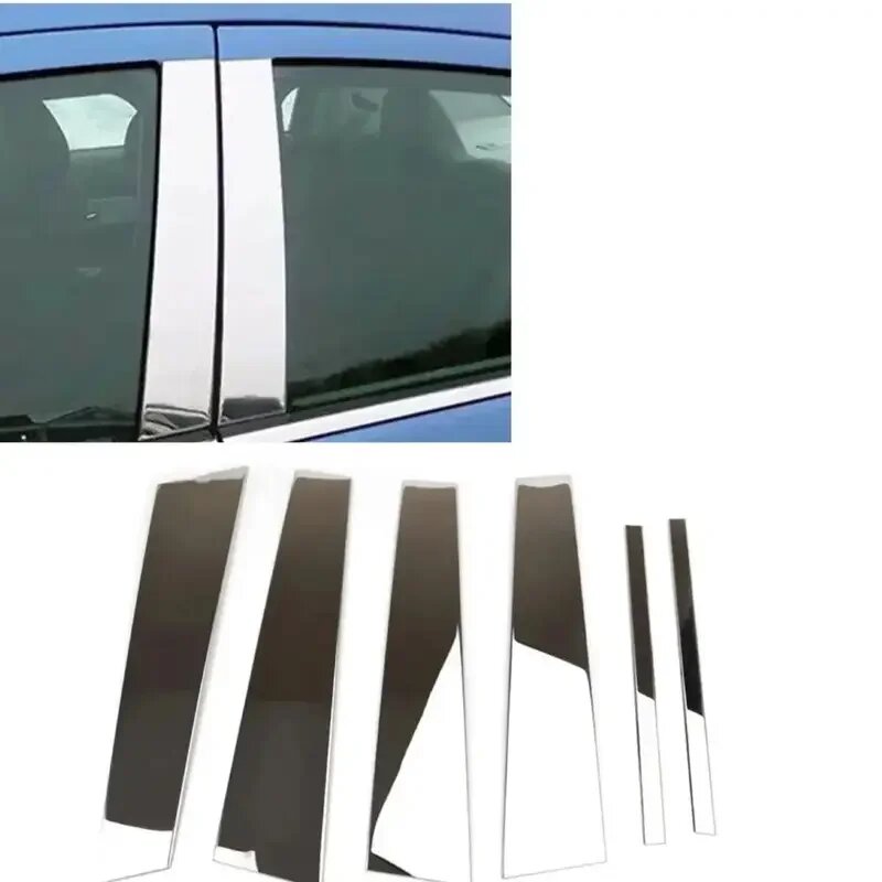 6 шт. серебряная хромированная стойка, подходит для Toyota Camry 2007-2011 2010 2009 2008, оконная дверь, боковая накладка, наклейка, наклейка, Silver