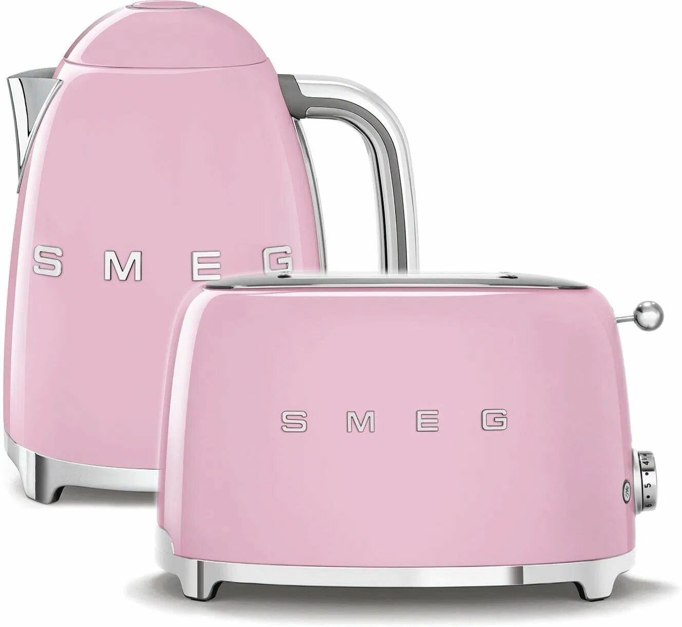 Электрический чайник Kettle SMEG 50's Retro Style 1.7l pink + Toaster SMEG 50's Retro Style 2x2 pink