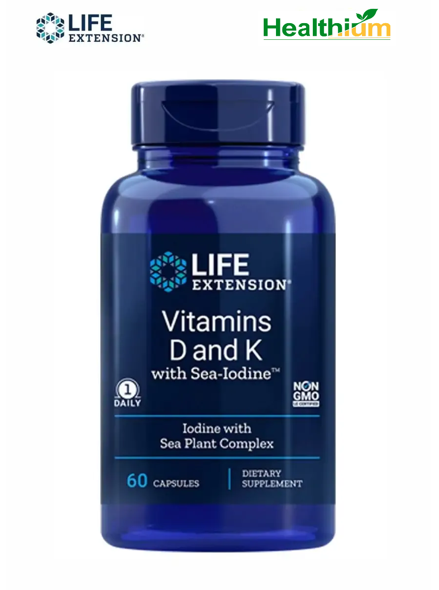 Life Extension Vitamins D and K with Sea-Iodine Витамины D и K с йодом 60 капсул