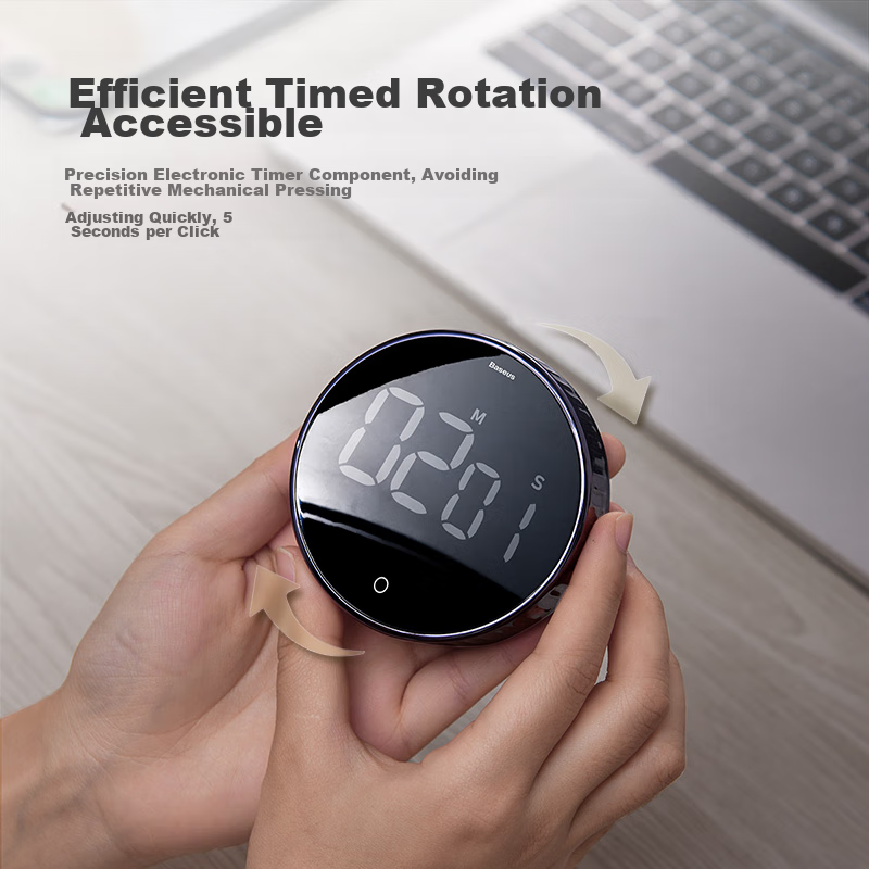 Картинки Baseus Electronic Timer Alarm Clock, Children's Stationery, Kitchen Timer, Baking Timer, Student Study Time Management, Magnetic Multi-Function Metal LED Visible Digital Quiet Self-Discipline Timer