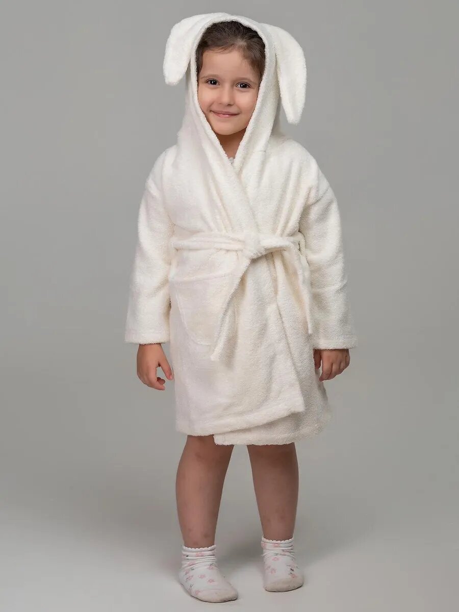 Халат, размер 92, белый, бежевый